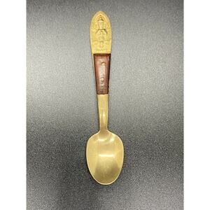 Vintage SIAM Thailand Souvenir Spoon Brass With Wood Handle 4.75"